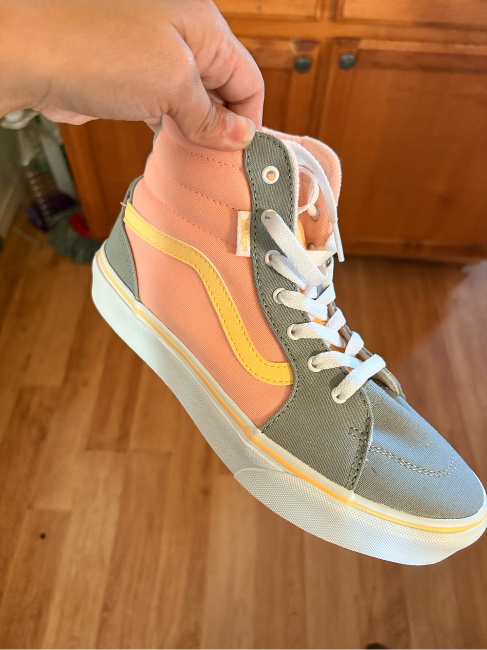 Vans Women’s High-Top Sneakers in Peach, Gray & Yellow